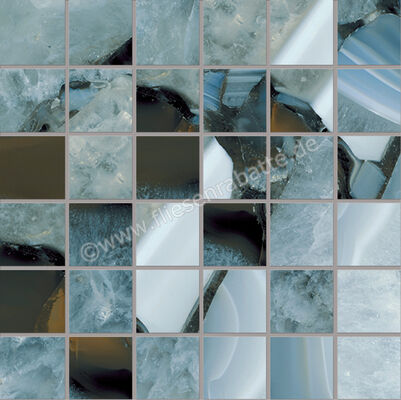  Emilceramica Tele Di Marmo Precious Agate Azure 30x30 cm Mosaik 5x5 Glänzend Eben Full Lappato EM4X | 678479
