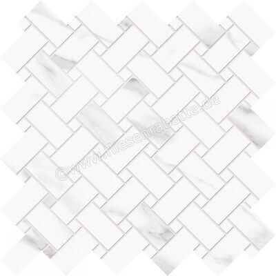  Emilceramica Tele Di Marmo Statuario Michelangelo 30x30 cm Mosaik Intrecci Glänzend Eben Full Lappato EEHQ | 678677