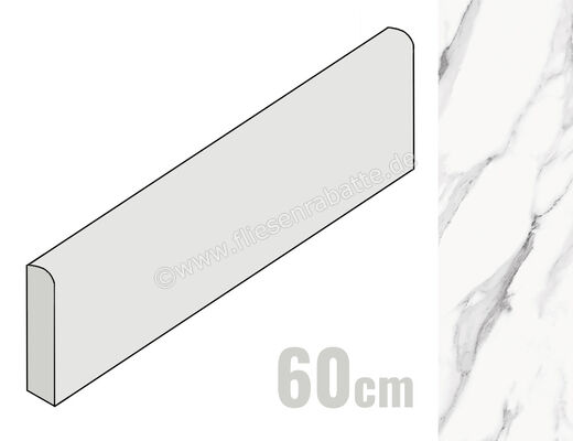  Emilceramica Tele Di Marmo Statuario Michelangelo 7x60 cm Sockel Matt Eben Naturale EDNN | 678701