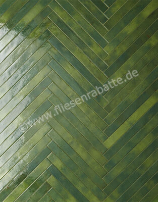  Ceramica Rondine Colors Green 4.8x45 cm Bodenfliese / Wandfliese Brick Glänzend Strukturiert Naturale J92076 | 679268