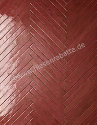  Ceramica Rondine Colors Red 4.8x45 cm Bodenfliese / Wandfliese Brick Glänzend Strukturiert Naturale J92079 | 679349