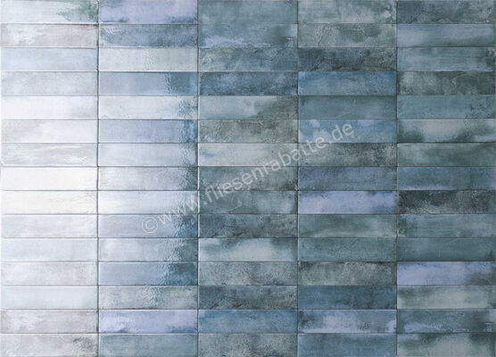  Ceramica Rondine Mojave Denim 6x25 cm Bodenfliese / Wandfliese Brick Glänzend Strukturiert Naturale J91278 | 680192