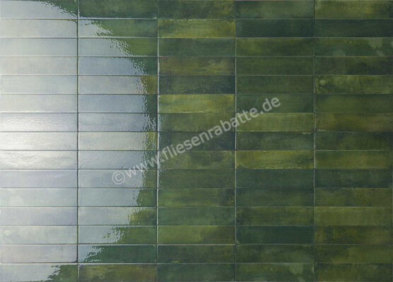  Ceramica Rondine Mojave Green 6x25 cm Bodenfliese / Wandfliese Brick Glänzend Strukturiert Naturale J91279 | 680195