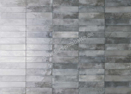  Ceramica Rondine Mojave Light Grey 6x25 cm Bodenfliese / Wandfliese Brick Glänzend Strukturiert Naturale J91280 | 680198