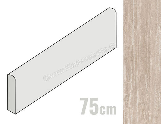  Ragno Realstone_Travertino Vein Noce 7x75 cm Sockel Matt Eben Naturale RCJH | 683135