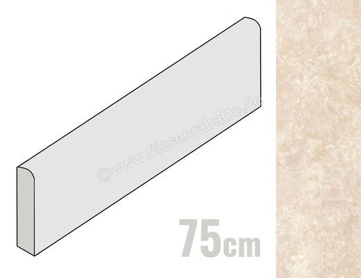  Ragno Realstone_Travertino Cross Beige 7x75 cm Sockel Matt Eben Naturale RCJK | 683141