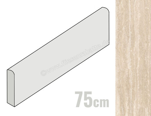  Ragno Realstone_Travertino Vein Beige 7x75 cm Sockel Matt Eben Naturale RCJM | 683147