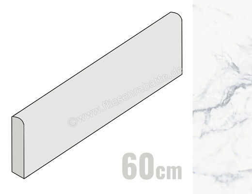  Ragno Mythos Statuario White 7x60 cm Sockel Matt Eben Naturale RDLT | 683843
