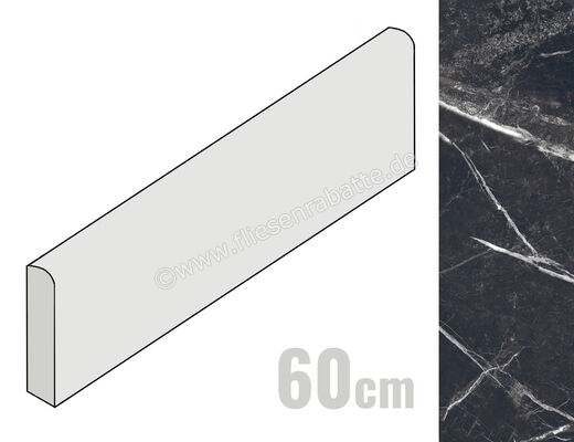  Ragno Mythos Black Obsidian 7x60 cm Sockel Matt Eben Naturale RDLV | 683846