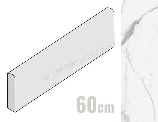  Ragno Incanto Statuario Venato 7x60 cm Sockel Matt Eben Naturale R94X | 686174