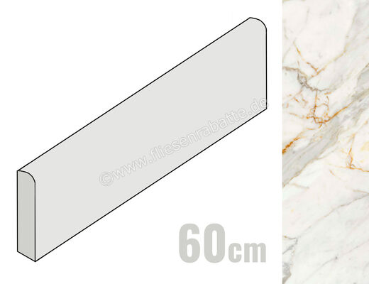  Ragno Incanto Calacatta Michelangelo 7x60 cm Sockel Glänzend Eben Glossy R95C | 686180