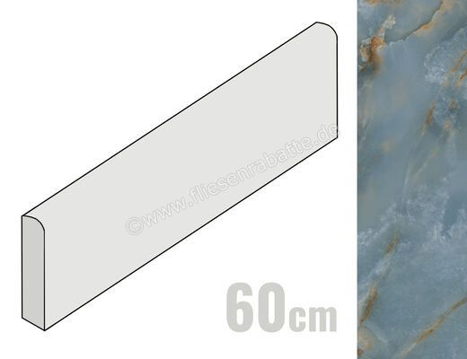  Ragno Incanto Onice Blu 7x60 cm Sockel Glänzend Eben Glossy RDH1 | 686204