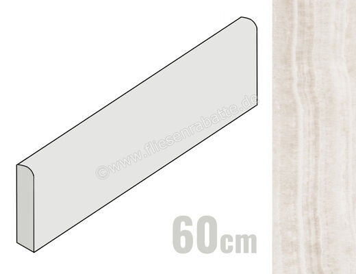  Ragno Incanto Onice Venato Avorio 7x60 cm Sockel Glänzend Eben Glossy RDH2 | 686207