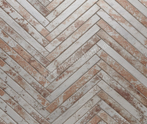  Ceramica Rondine Harlem Red White 4.8x45 cm Bodenfliese / Wandfliese Brick Matt Strukturiert Naturale J92497 | 698405
