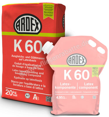  Ardex K60 Ausgleichs- und Glättmasse auf Latexbasis Pulver (Komponente A) 20 kg Papiersack 24201 | 700365