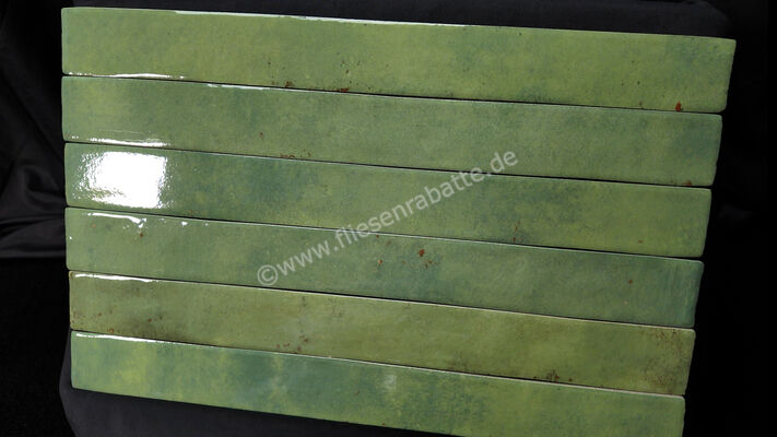  Ceramica Rondine Colors Green 4.8x45 cm Bodenfliese / Wandfliese Brick Glänzend Strukturiert Naturale J92076 | 700985