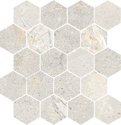  Ceramica Rondine Crust Light Grey 26.9x29.2 cm Mosaik Esagona Matt Eben Naturale J93798 | 701712