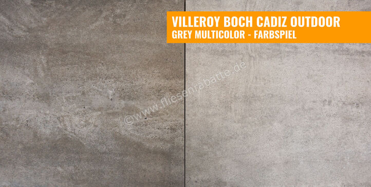 Villeroy & Boch Cadiz OUTDOOR 20 Grey Multicolor 60x60x2 cm Terrassenplatte Matt Strukturiert Vilbostoneplus 2803 BU7M 0 | 81307