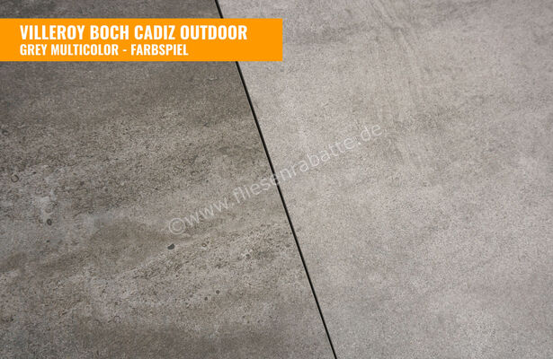 Villeroy & Boch Cadiz OUTDOOR 20 Grey Multicolor 60x60x2 cm Terrassenplatte Matt Strukturiert Vilbostoneplus 2803 BU7M 0 | 81310