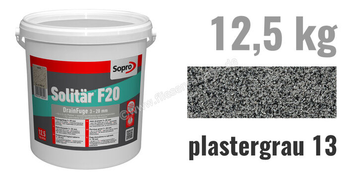 Sopro Bauchemie Solitär F20 Pflasterfugenmörtel 12,5 kg Eimer Plastergrau 13 6HS5601312 (1031-12) | 93397