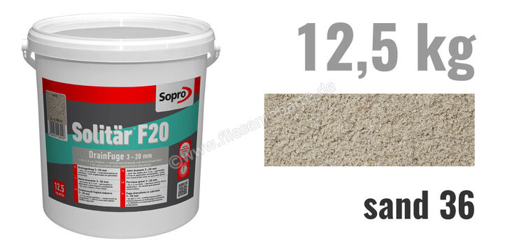 Sopro Bauchemie Solitär F20 Pflasterfugenmörtel 12,5 kg Eimer Sand 36 6HS5603612 (1030-12) | 93400